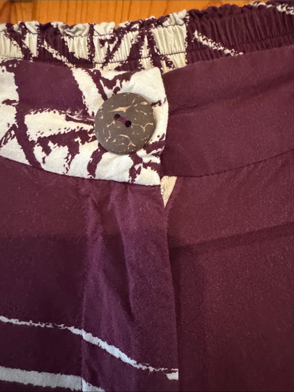Wahine Toa Purple Wide-Leg Pants with cream colored Kalo Print - Picture 4 of 5